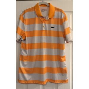 Nike Polo Men’s LG Orange Stripe Dri Fit Golf Active Wear Casual Office Standard